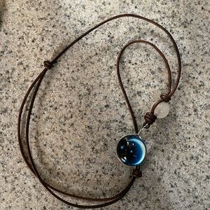 Leather cord moon necklace